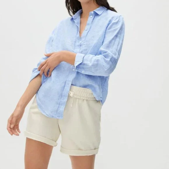 Everlane - Linen Relaxed Shirt Button-Up | Classic Blue | Size 00 - Picture 5 of 11